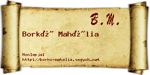 Borkó Mahália névjegykártya